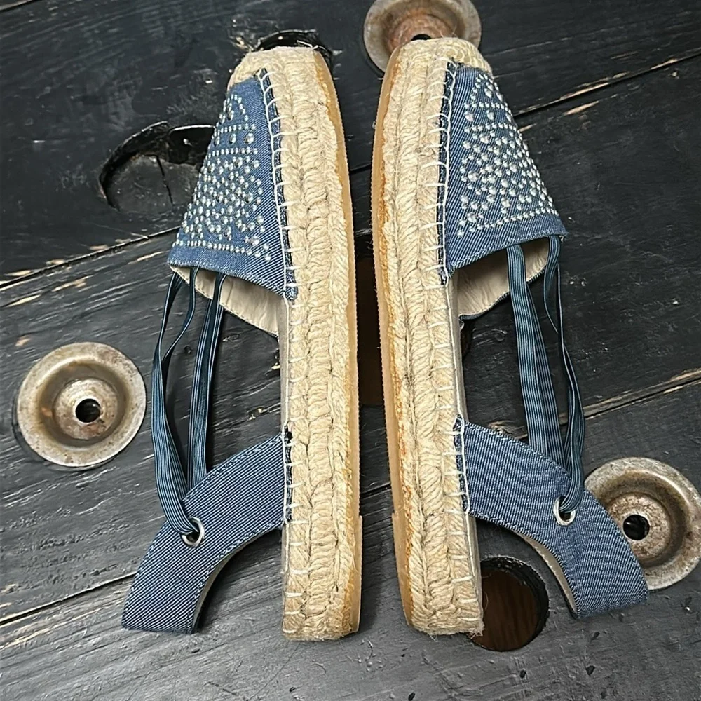 WHITE MOUNTAIN Highland Blue Denim Espadrille Sandals